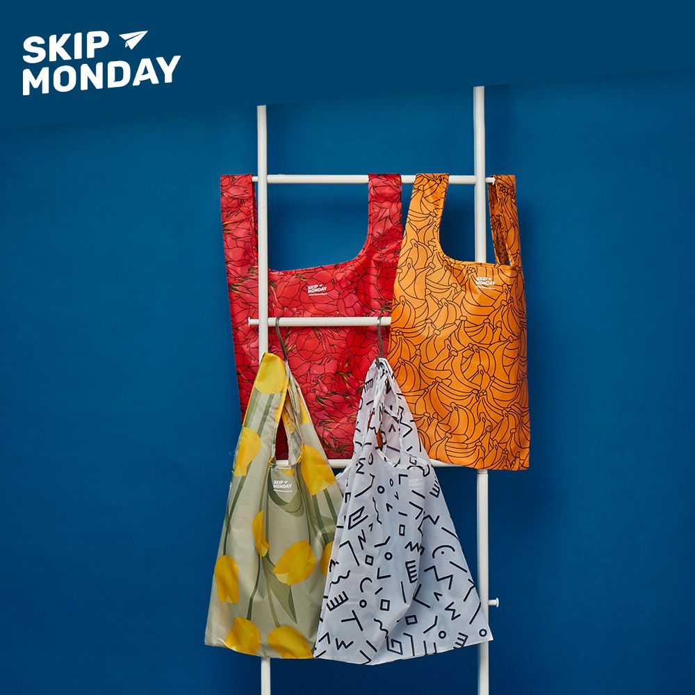 Skip Monday Forever Ever Shopping Tote Bag Tas Belanja Lipat Polyester BAGGU Go Green Ramah