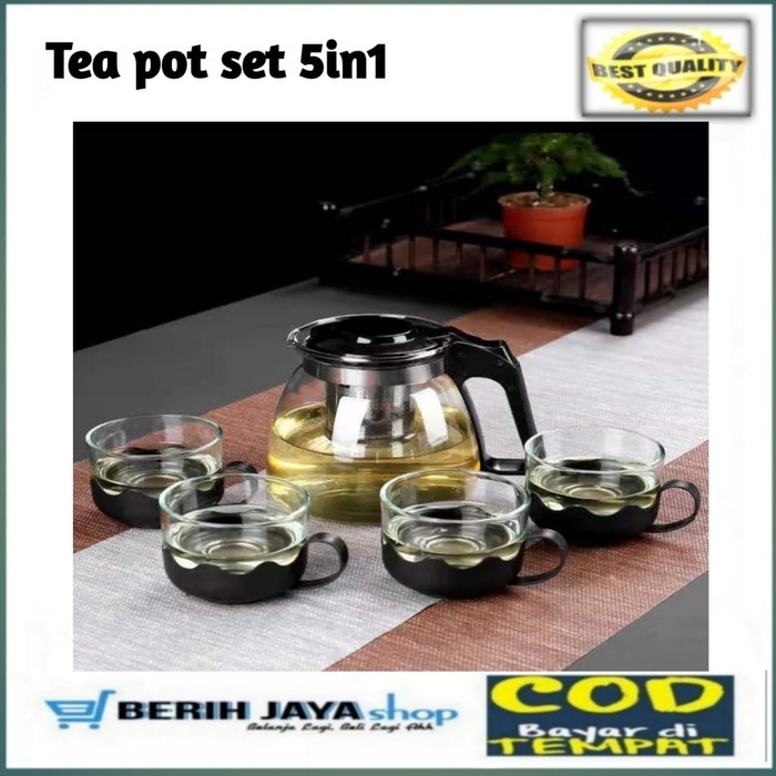 Teapot Hitam Kaca + Saringan