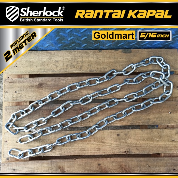 Rantai Besi / Kapal Galvanized 8 mm 5/16 inch Sherlock panjang 2 meter