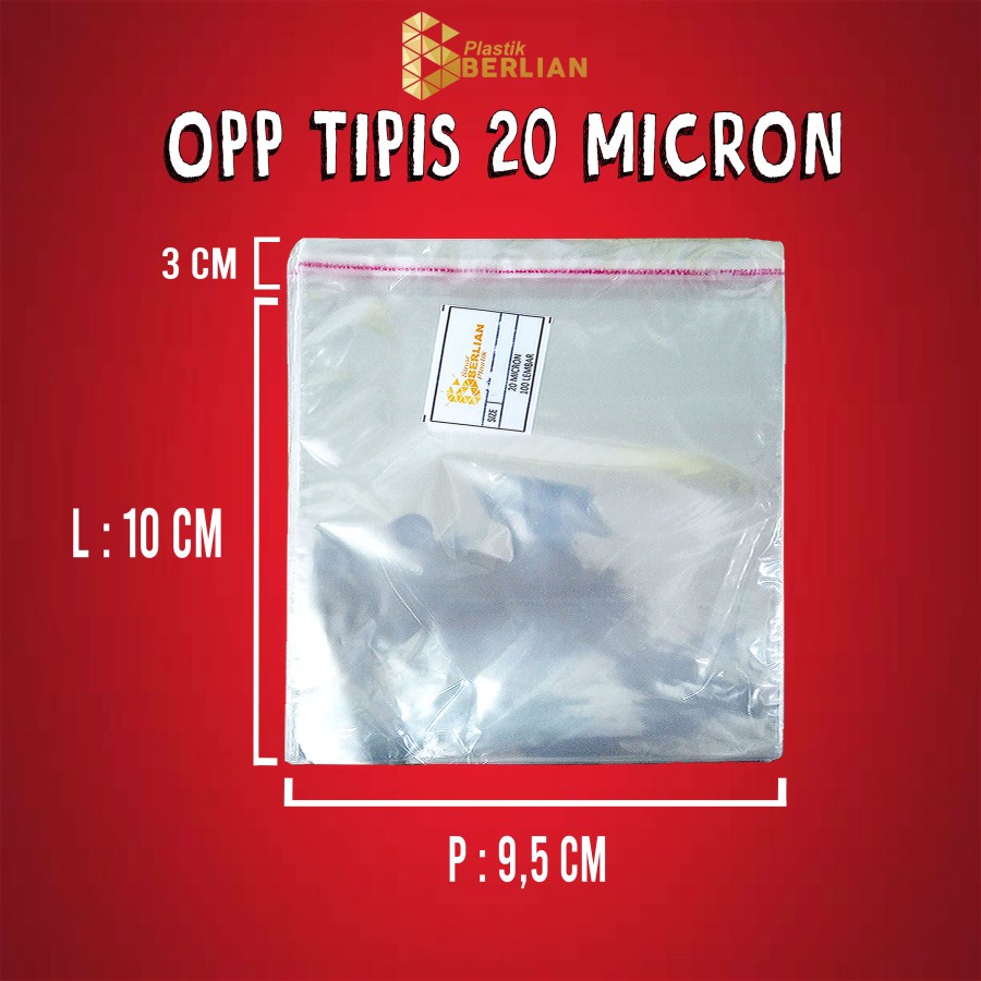 

9,5 x 10 cm Plastik OPP TIPIS (100 lbr) (lem/seal)