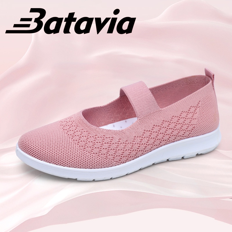 (COD)Batavia Sepatu Fashion Datar Fashion Baru Jaket Nyaman dan Bernapas Bernapas Mengenakan Pekerjaan Mengayuh Sepatu Wanita A136