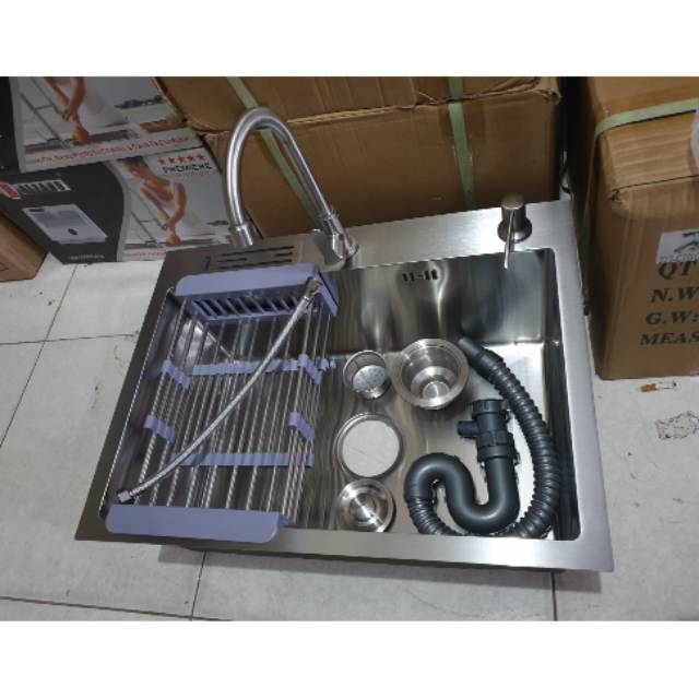 bak cuci piring thsink stainless SUS304 60X45 PAKET LENGKAP