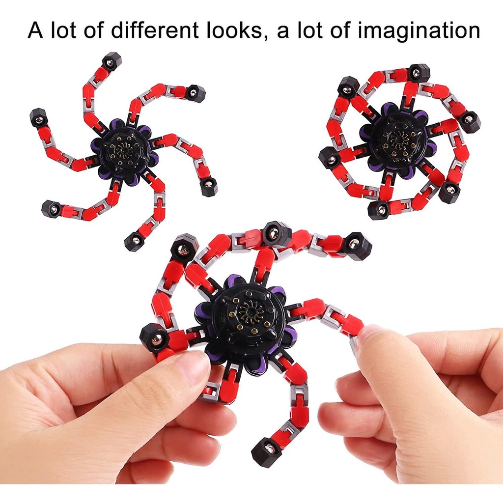 Mainan Edukasi Anak Kreatif New Finger Fingertip Spinner Gyro Fidget Robot Deformable Transformer Mechanical Chain Terbaru berubah bentuk menghilangkan stress melatih meningkatkan fokus konsentrasi