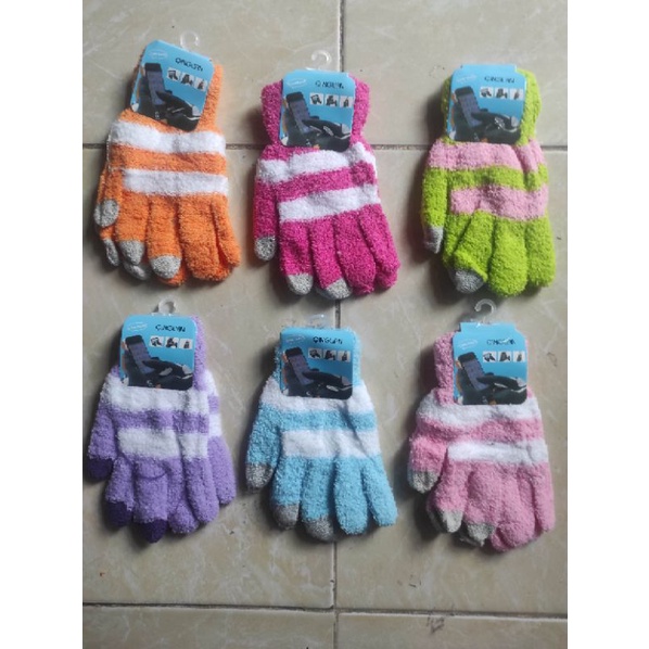 Sarung Tangan 3 Warna Wanita Motor Bulu Woll Handuk Rajut Wool,Cewek Perempuan Warna Variasi