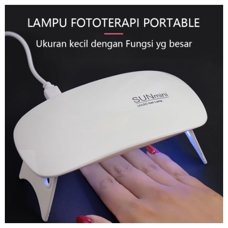 SunMiniUVLEDGel Polish Nail Dryer Lamp 6W (Pengering Kutek)FREECABLE