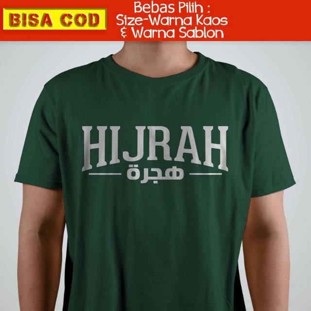 KAOS ISLAMI "HIJRAH" KAOS DAKWAH / KAOS MUSLIM / KAOS DAKWAH PRIA / KAOS MUSLIM PRIA