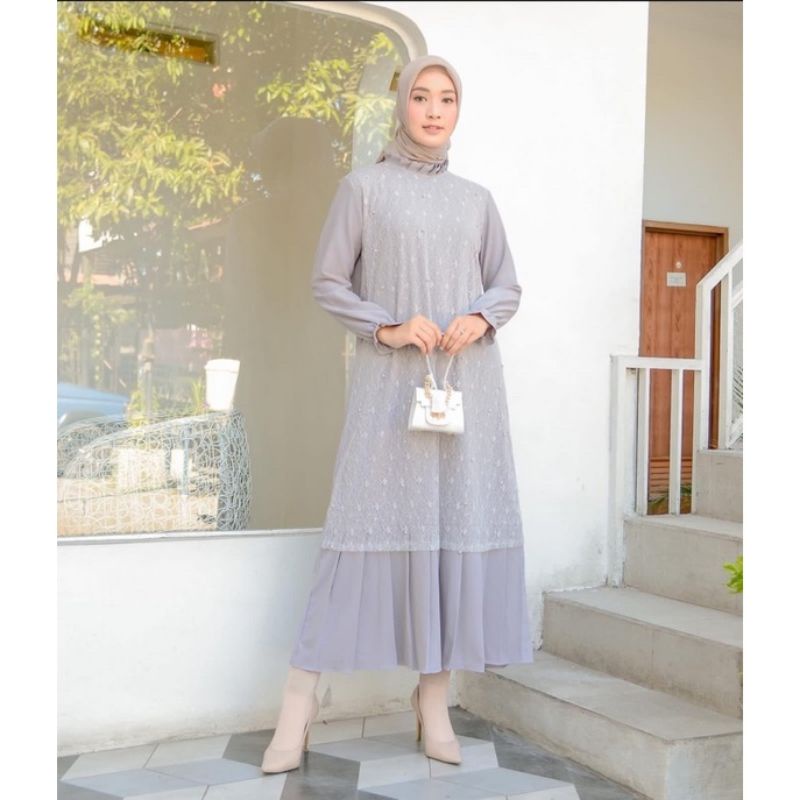 GAMIS POLOS KOMBINASI TILE MOSCREPE JOURA