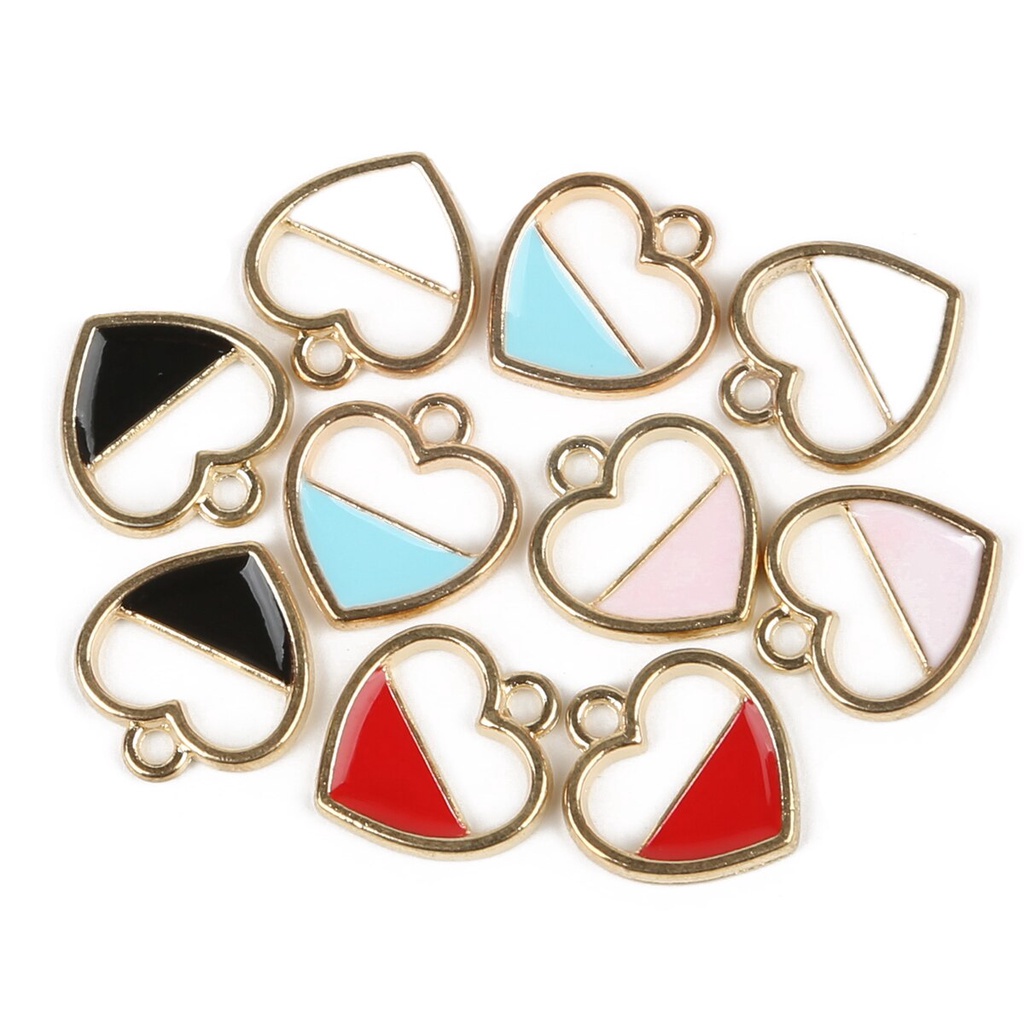 15x16mm Dripping Oil Alloy Pendant Half Heart Shape Pattern Modeling  Various Color For DIY Earrings Bracelets Necklaces Jewelry Crafts