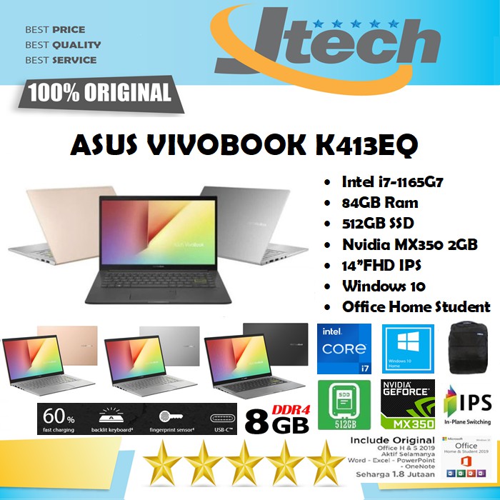 ASUS VIVOBOOK K413EQ - i7-1165G7 - 8GB - 512GB SSD