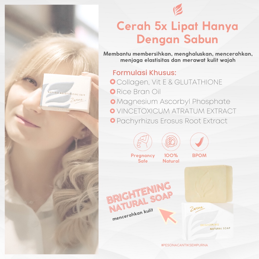 Zwena Brightening Natural  Soap Sabun Wajah Pemutih dan Atasi Flek Hitam Kerutan BPOM Original