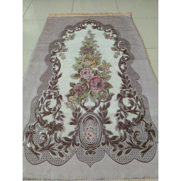 [COD] SAJADAH TURKI Motif bunga Bahan Silk Satin Bordir Premium Import Fashion Muslim terbaru 70x125cm JZW-006