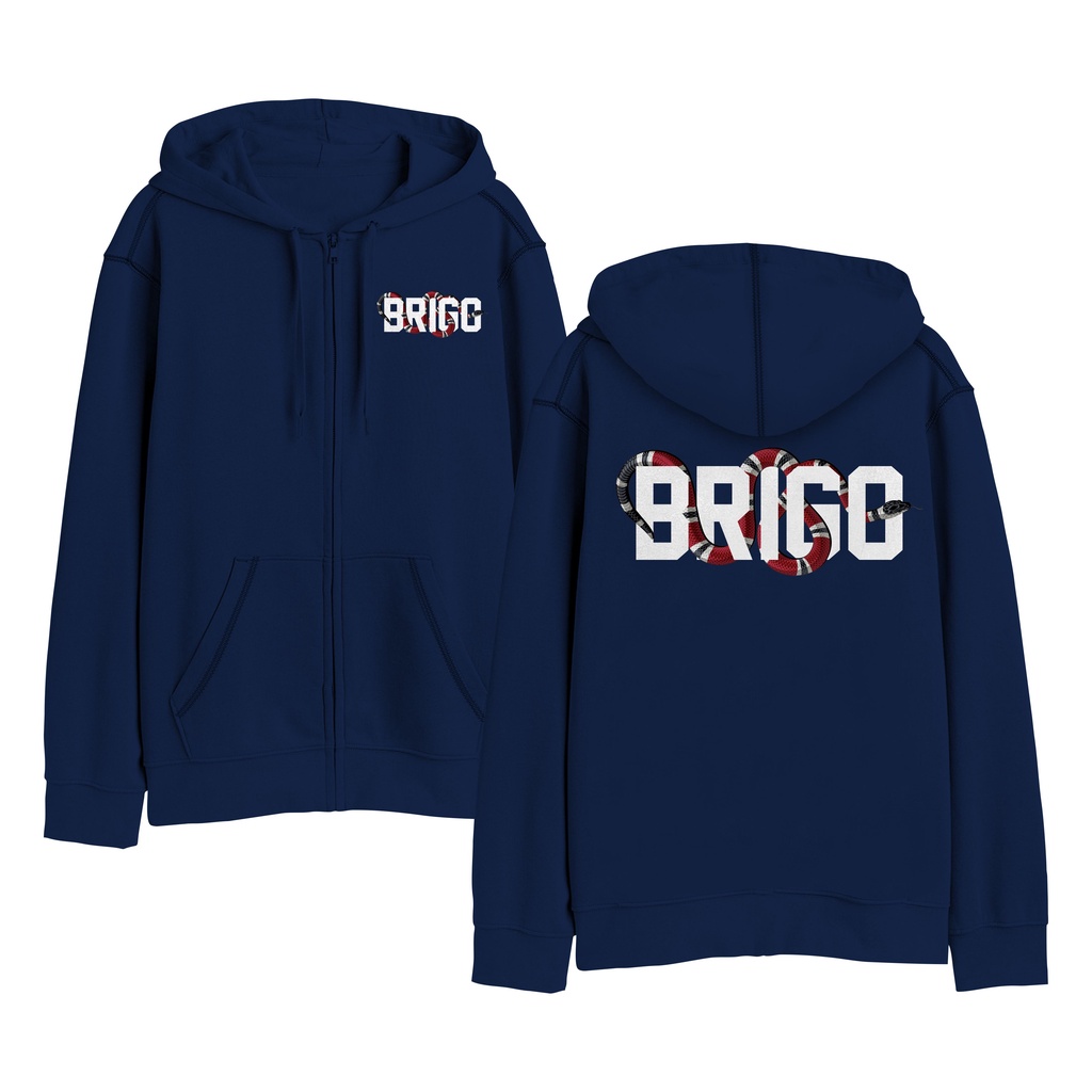 Sweater Hoodie Resleting BRIGO SNAKE Sablon DTF Fleece Cotton II BRIGO Zipper Jumper Hoodie SNAKE II M-XXL (Pria &amp; Wanita) Free stiker&amp;Gantungan Kunci