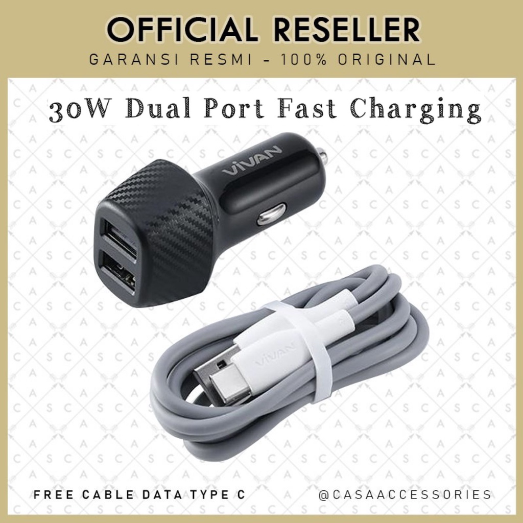 Vivan CC02Q 30W Car Charger Dual Port USB-A 3A Quick Charge 3.0