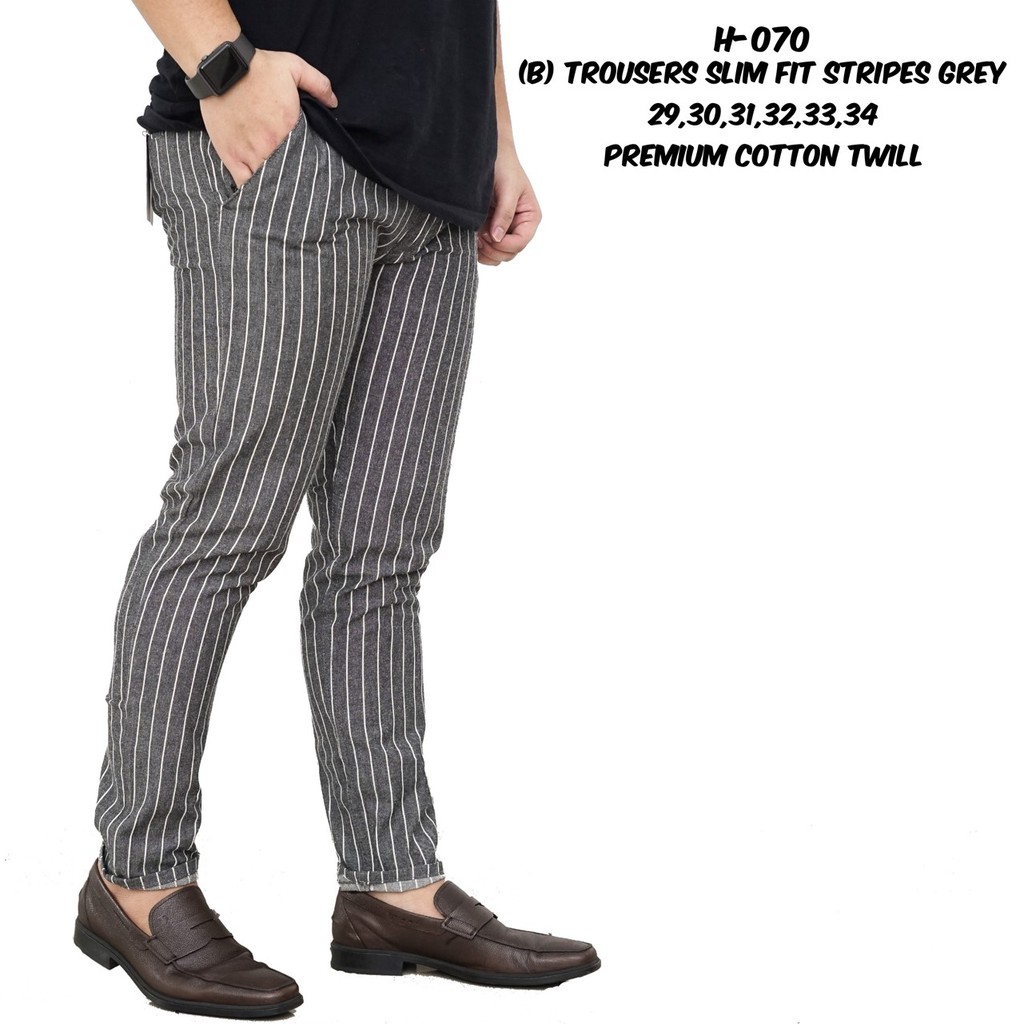 Kemejalaku Celana  Tartan  Salur Garis Casual Pria TROUSERS 