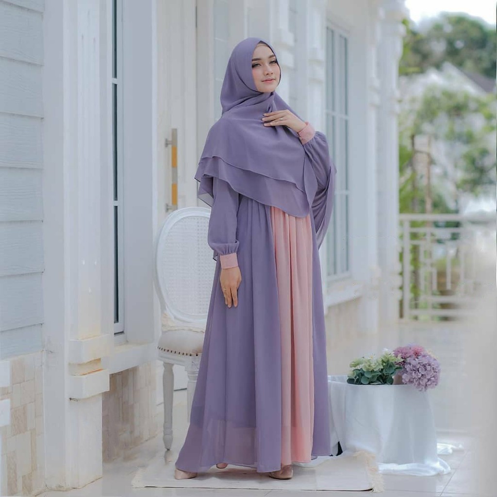 Yasmin Set Syarii Setelan Gamis Muslim Wanita Pastel Colors BJ