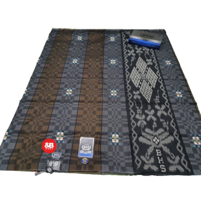 sarung BHS CLASSIC Original SKT DAM songket liris kotak coklat abu abu