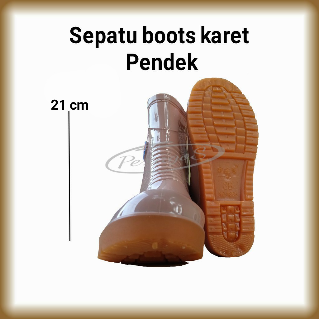 SEPATU BOOTS WANITA KARET PENDEK ANTI AIR SEPATU BOOT AP PENDEK SEPATU BOOT KARET PENDEK ((21cm))