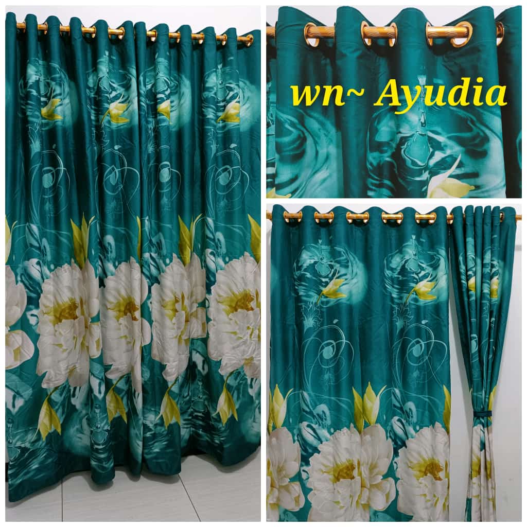 Waty grosir New motif gorden homemade best seller smokring besar uk 135x220 gorden pintu 12 ring