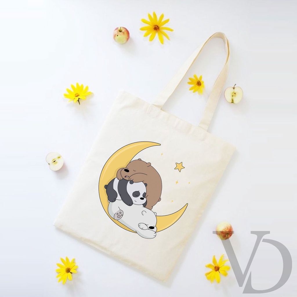 TOTE BAG BAHAN KANVAS lucu TOTE BAG / TAS BELANJA MOTIF KOREA