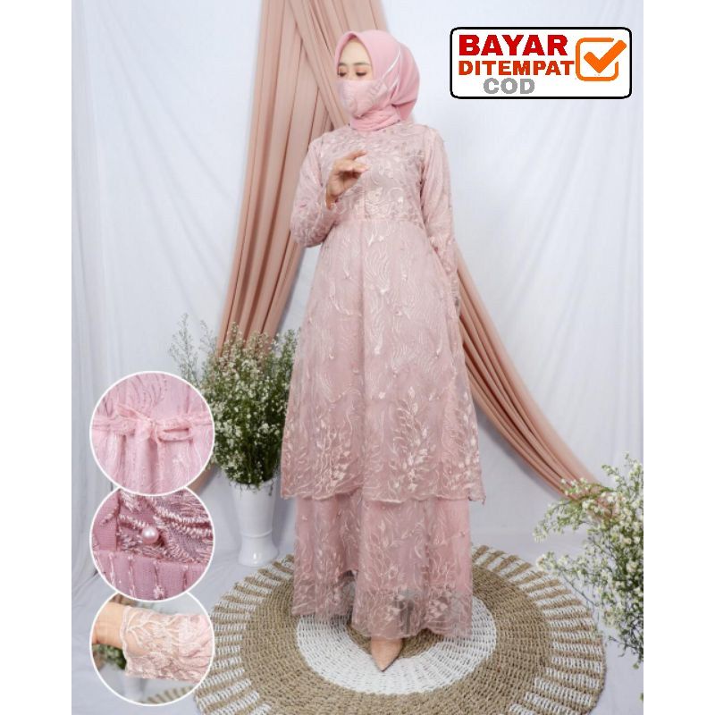 Gamis Brukat Tile Humaira L XL XXL/ Maxi Wanita /Maxi Terbaru / Maxi Muslim / Maxi Dress /-2