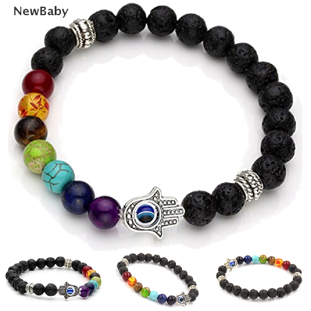 Gelang Tangan Batu Lava Kristal Chakra Reiki Healing Balancing Untuk Wanita