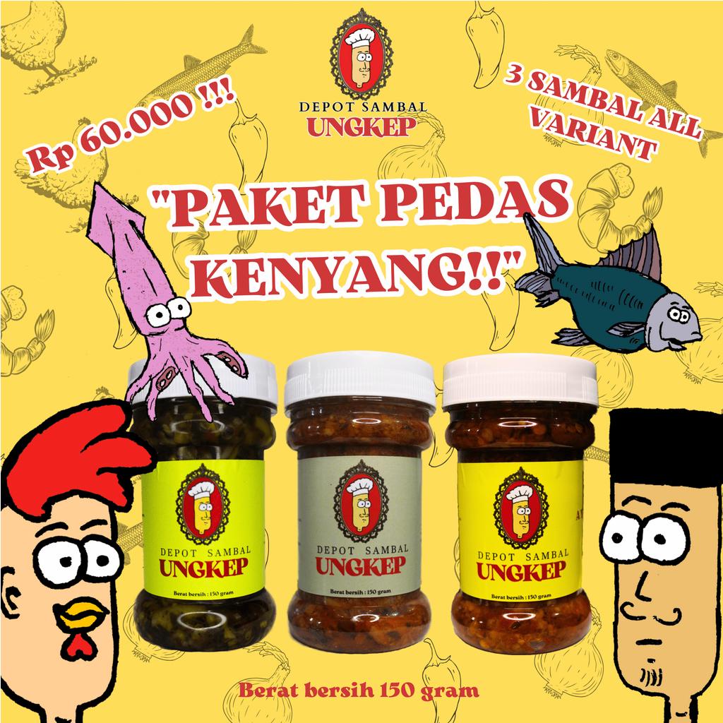 

[BUNDLING] Paket Pedas 3 Varian Depot Sambal Ungkep/Sambal Cumi Ijo/Sambal Tongkol/Sambal Ayam Kemangi - Kemasan 150 gram