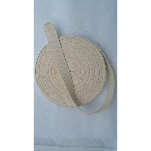 Tali webbing bisban katun 3,8 cm/roll murah Broken white