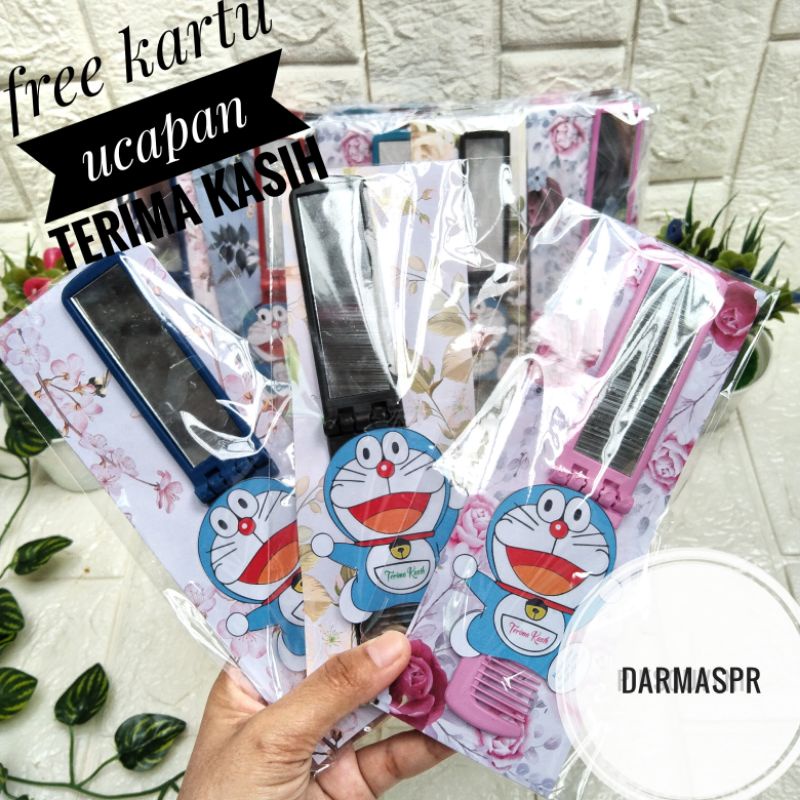 isi 50pcs Souvenir Sisir Lipat Kaca Kemasan PLASTIK + ALAS KADO Hadiah Pernikahan Cermin Murah Sovenir Unik