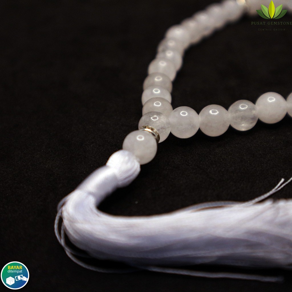 Tasbih Giok Putih Salju / Snow White 33 Butir Natural