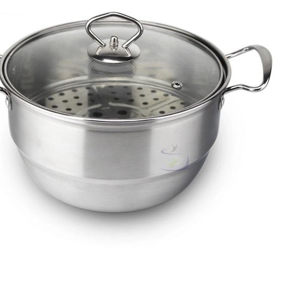 ➬ Panci KUKUS 28 Cm BOTTOM / LUBANG KECIL / Dandang Steamer 28 Cm Jumbo + BONUS Centong Nasi ➯