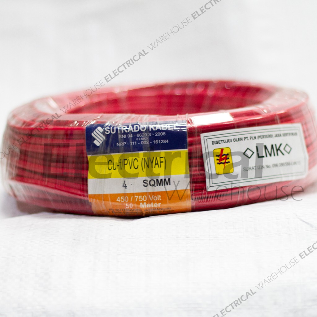 Kabel Listrik Serabut NYAF 1x4mm2 SUTRADO Meteran ( 4 mm 4mm 4mm2 1x4mm 1x4 mm2 )