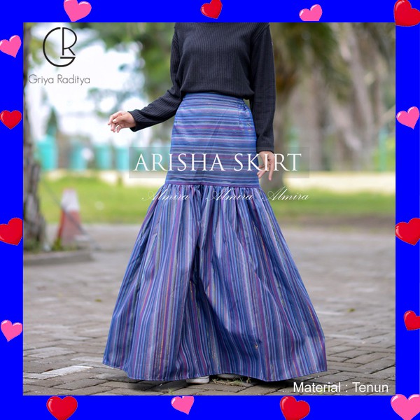 Rok Panjang Wanita Motif Maxi  Muslimah Cantik Arisha Long Skirt Kain Tenun Griyaraditya Almira