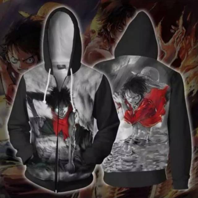 JAKET SWEATER ANIME ONE PIECE MONKEY D LUFFY GEAR SECOND HOODIE FULLPRINT MURAH