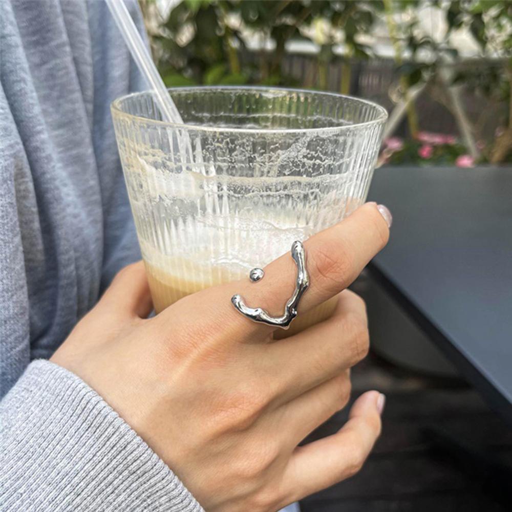 Mxbeauty Tekstur Cincin Wanita Tidak Teratur Geometris Kepribadian Jari Cincin