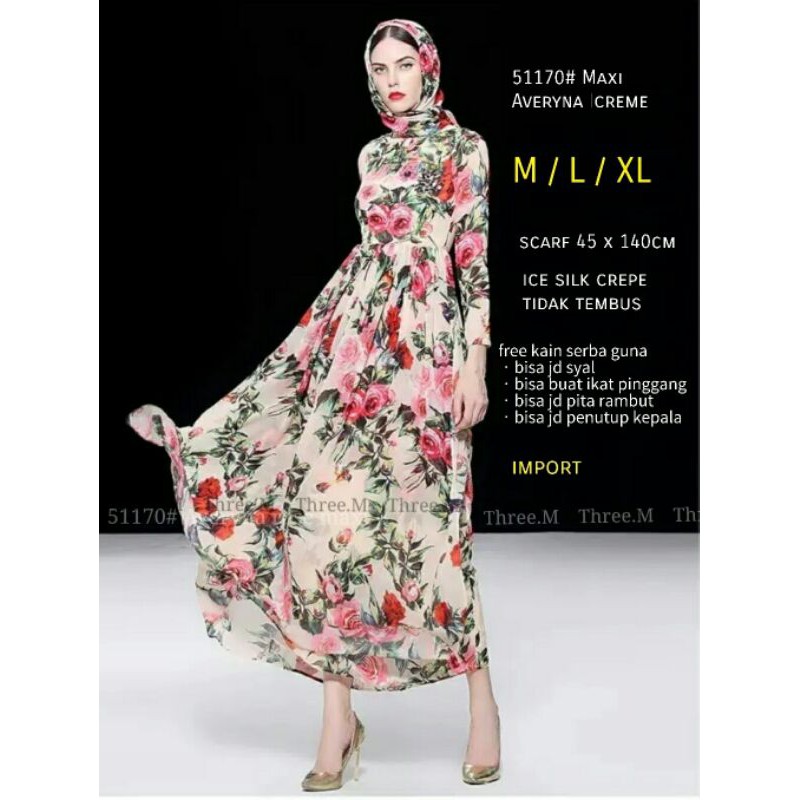 Maxi Maxy Dress Longdress Ice Silk Crepe 51170 Averyna Rose Import