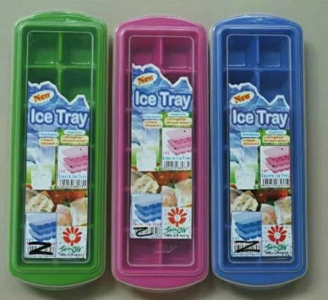 SUNLIFE Tempat ES KOTAK Tutup Small Ice Tray lubang 12 cetakan