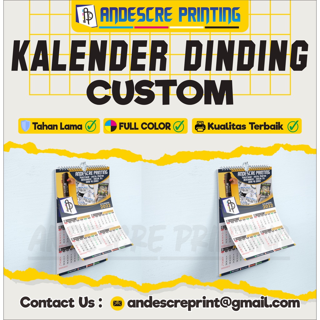 

Kalender Dinding / Gantung Custom Sesuka Hati A3 / A3+ / A2