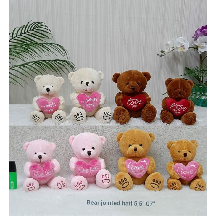Boneka Bear Jointed Hati 07&quot;/18cm/boneka beruang/boneka  Valentine/souvenir boneka