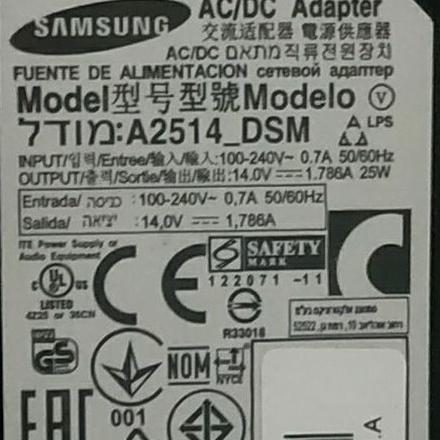 ADAPTOR MONITOR LCD/LED SAMSUNG 14V 1,786A + KABEL POWER ORIGINAL