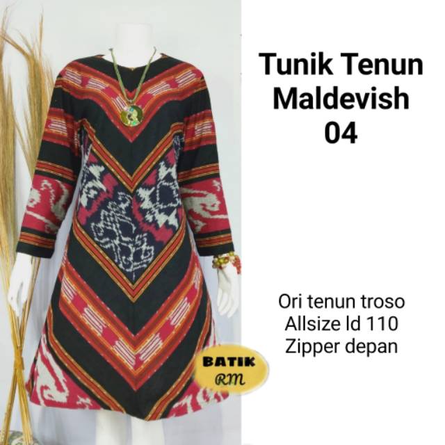 Tunik etnic classic maldevish tenun ori troso jepara dan tunik zipper ori troso