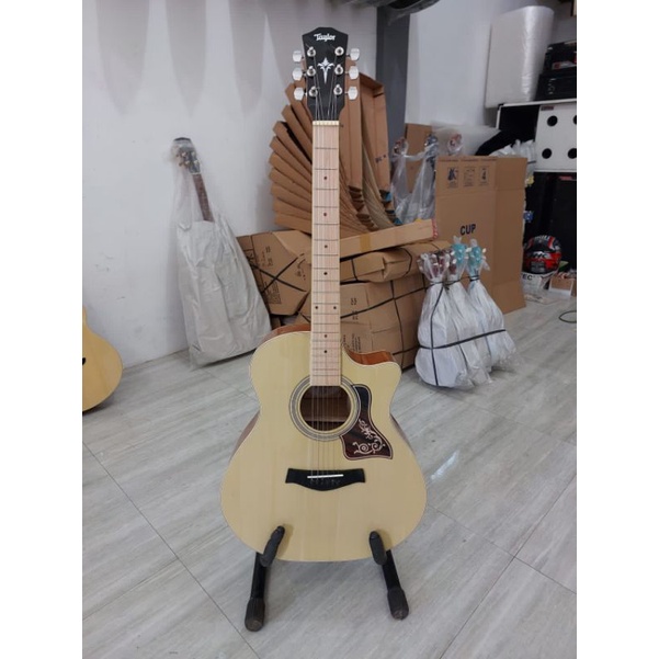 GITAR TAYLOR AKUSTIK ELEKTRIK CUSTOM FREE PACKING KAYU