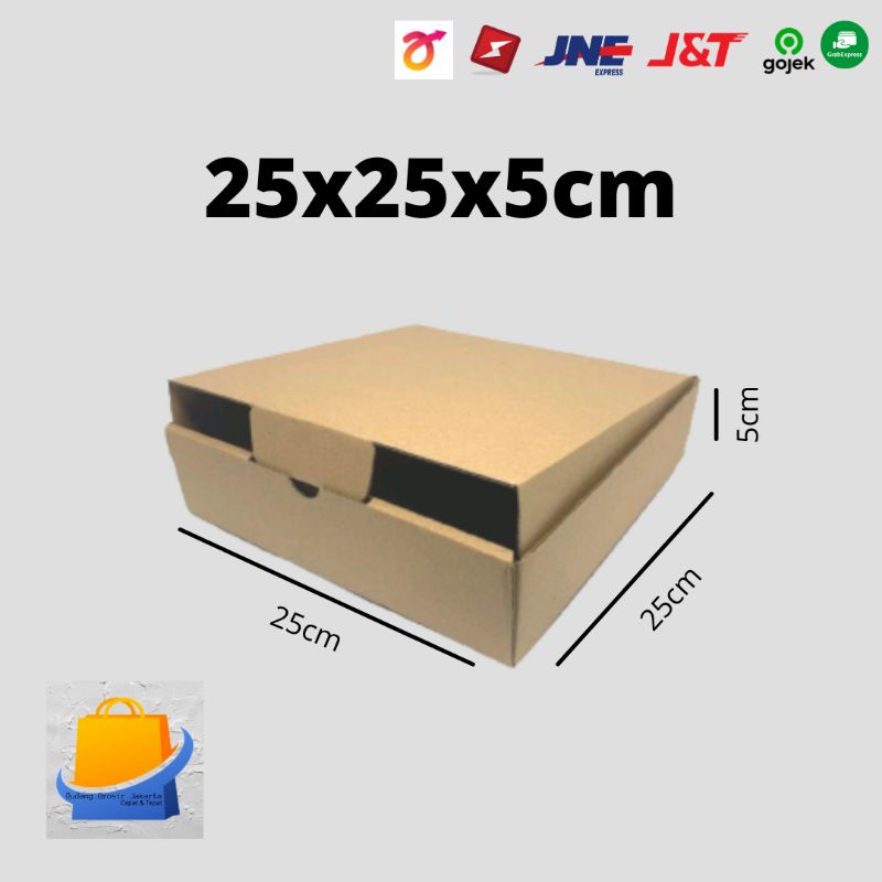 

kardus murah/karton /box packing ukuran 25x25x5 cm model kardus pizza / dus die cut 25x25x5 cm pizza / box baju murah / makanan karton box - dus souvenir / kotak makan