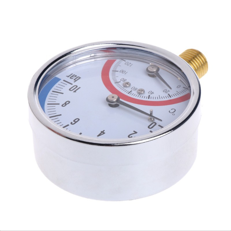 CRE  10 Bar Temperature Pressure Gauge Meter G1/4 Thread 2 in1 Thermometer Monitor