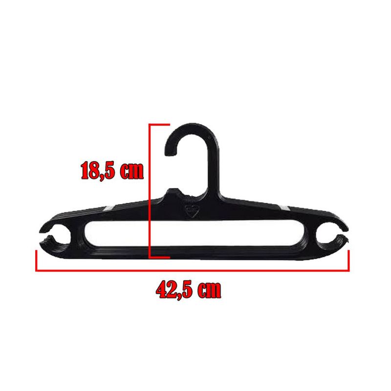 12 pcs Gantungan Baju Plastik Hitam Flat Kuat - Hanger Laundry Hanger / Gantungan Baju hitam gepeng ovo / hanger grosir