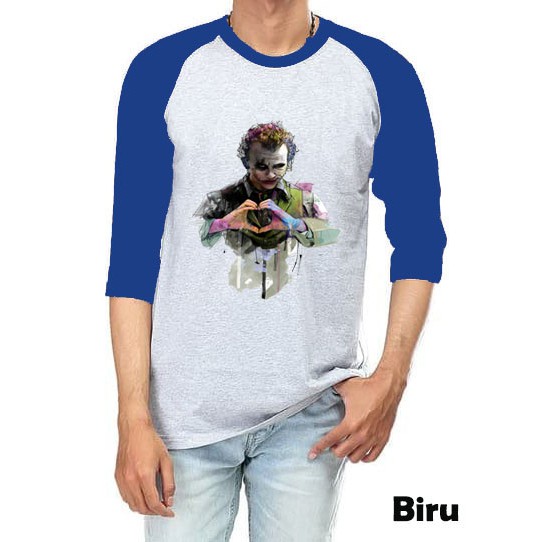 Kaos Raglan Abu Muda M61 Gambar Joker Lengan 3/4