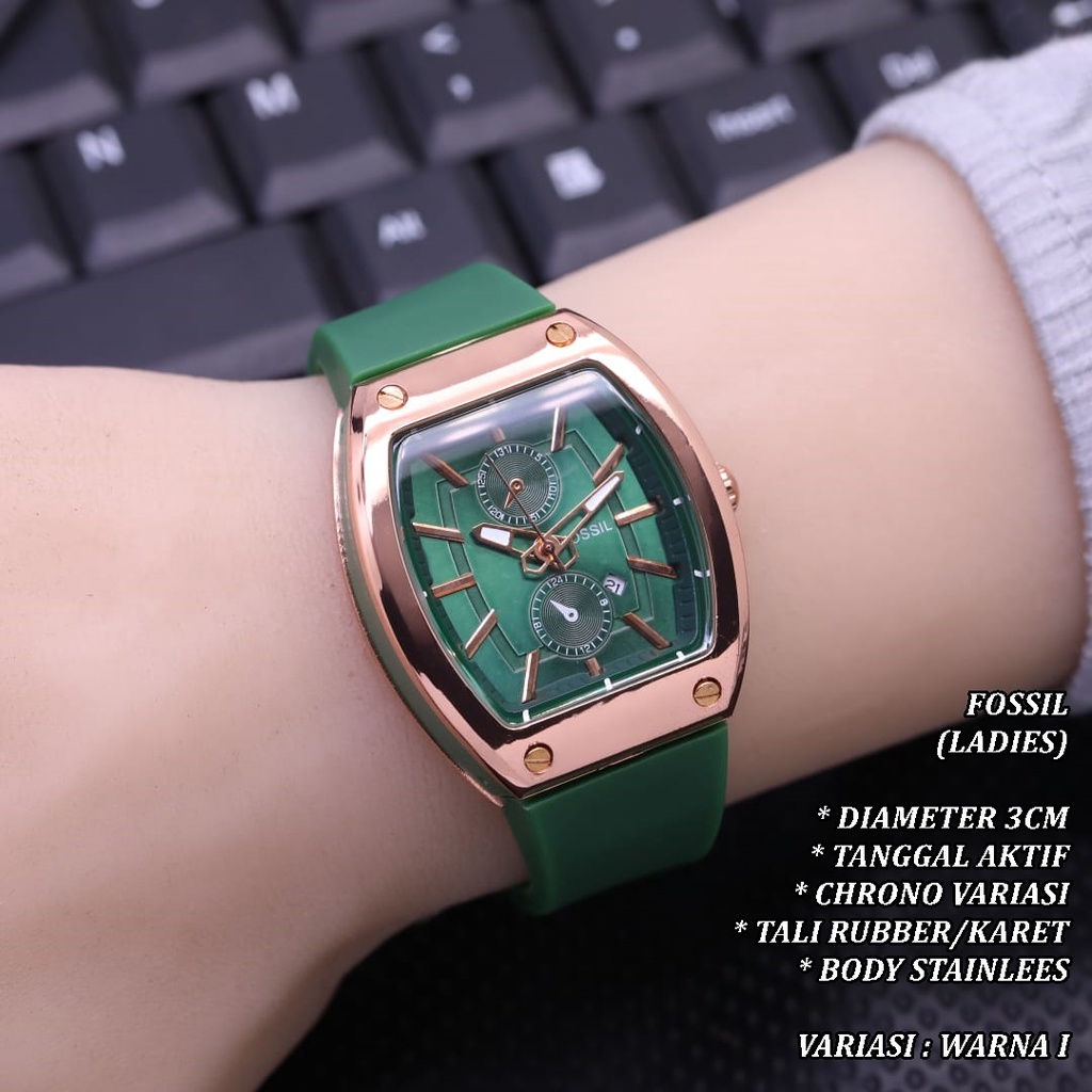 (BISA COD) JAM TANGAN WANTIA FASHION TALI RUBBER BODY OVAL ROSE GOLD TANGGAL AKTIF CHRONO VARIASI