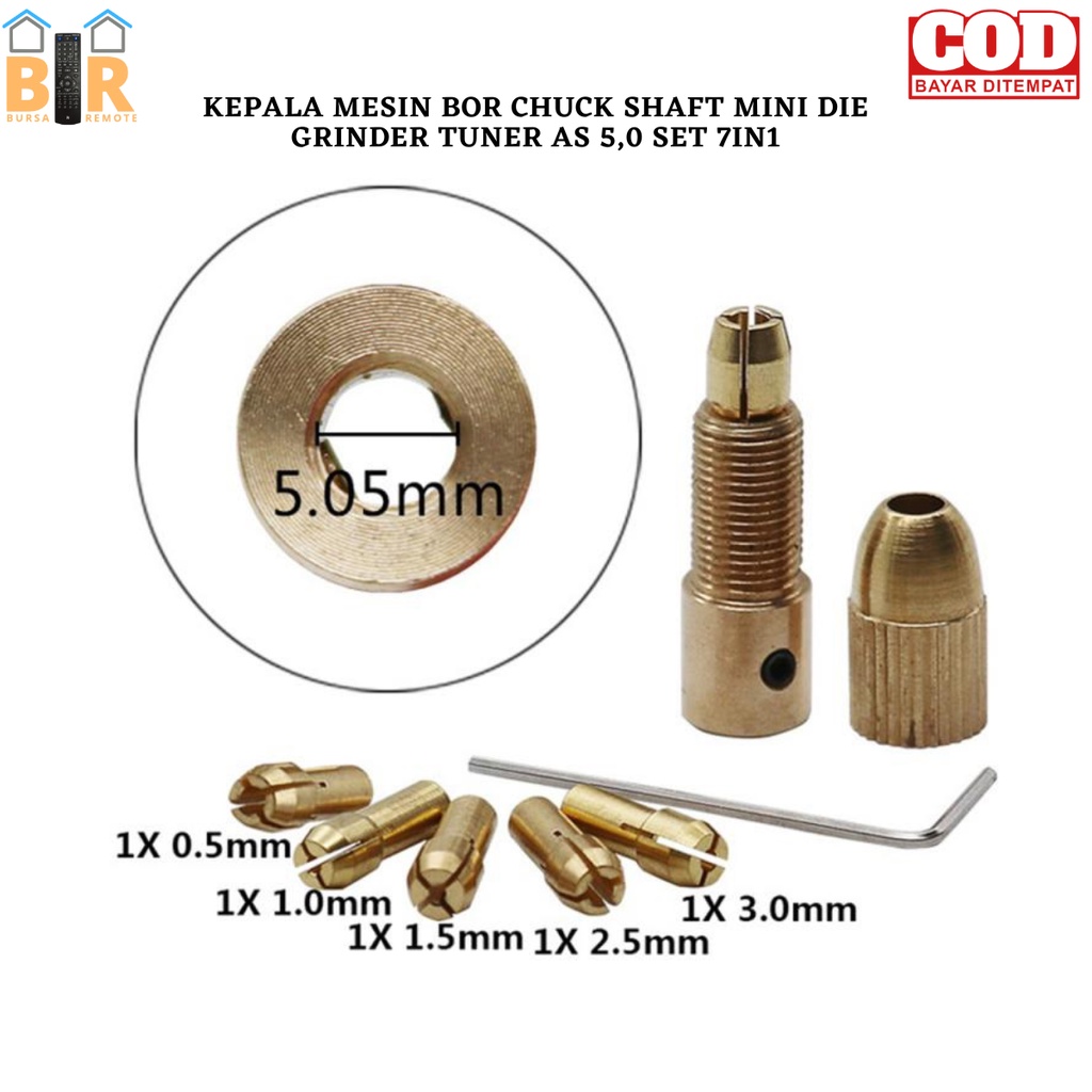 Set Mini Drill Chuck Shaft Kepala Bor Mini 7in1