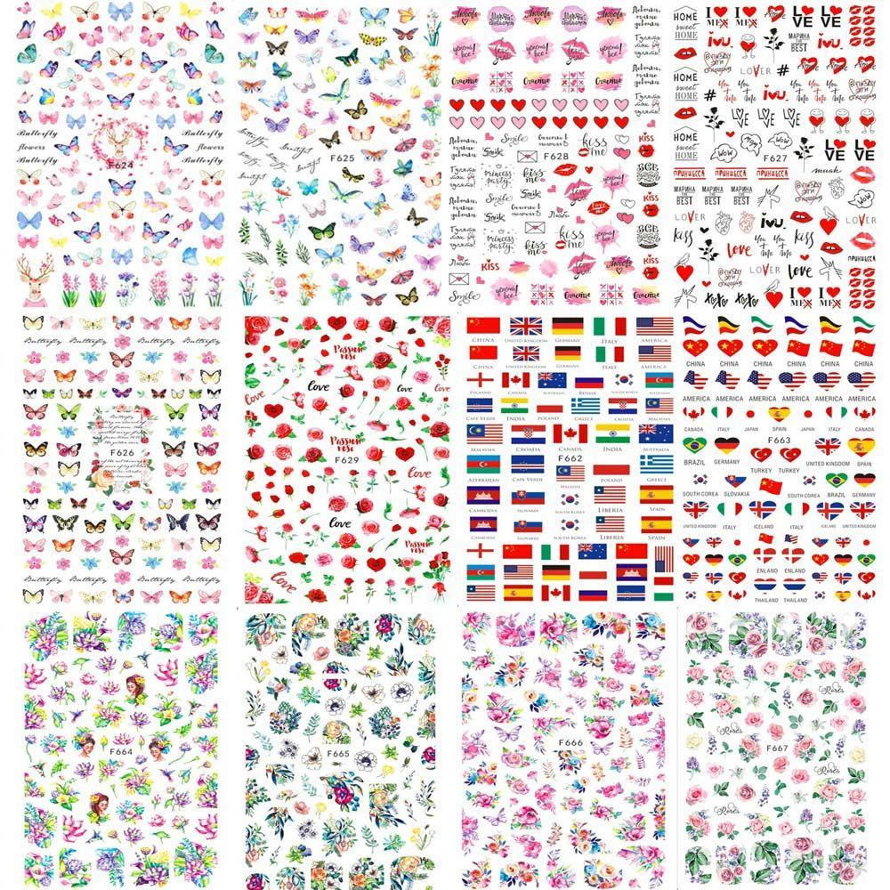 Mxbeauty Stiker Kuku Fashion Retro Bunga Peony Kupu-Kupu Manicure Nail Art Dekorasi