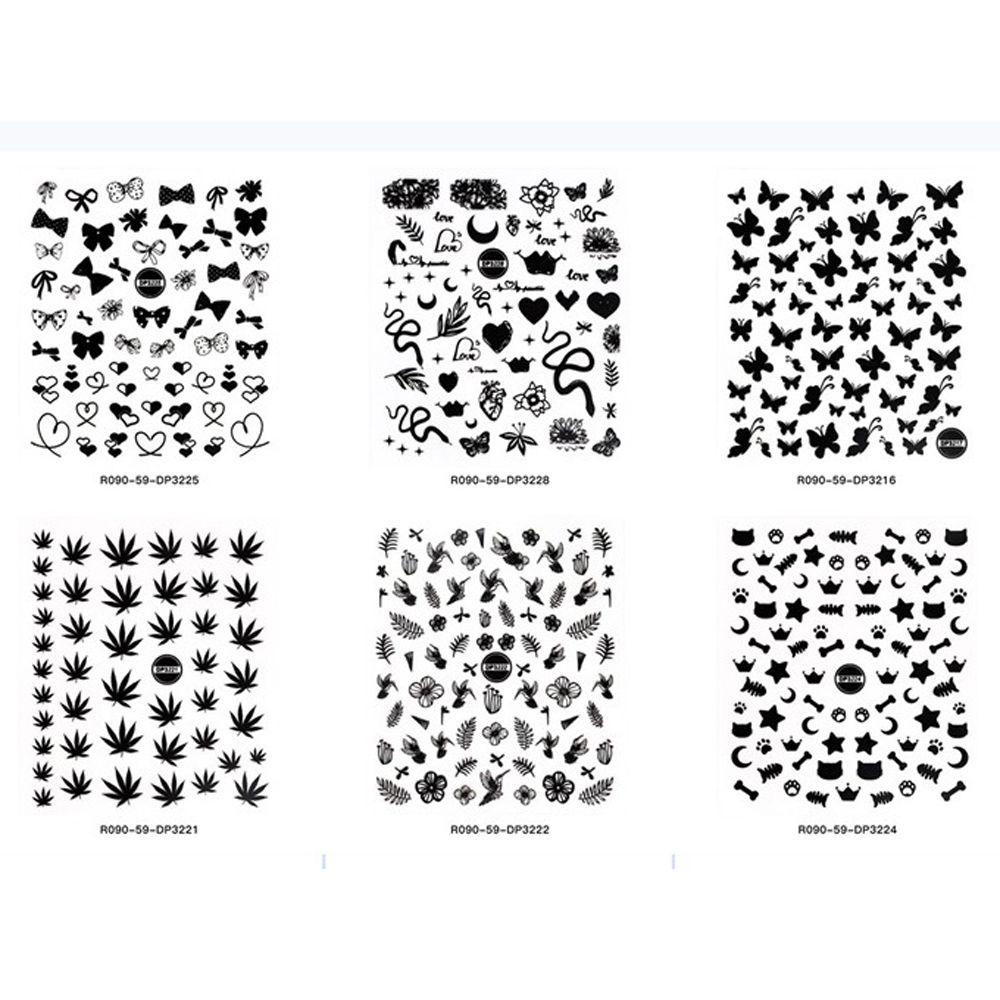 AUGUSTINA Agustin 3D Stiker Kuku Daun Cinta Manis Hati Bunga Slider Ular DIY Nail Art Decals