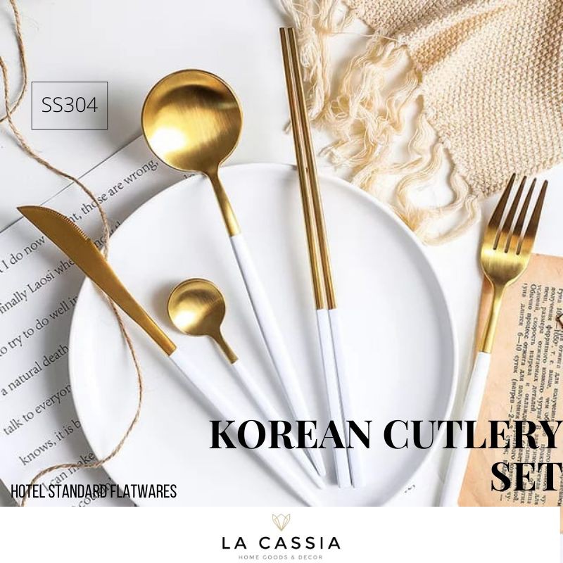 𝑳𝒂 𝑪𝒂𝒔𝒔𝒊𝒂 𝑯𝒐𝒎𝒆 SENDOK GARPU MAKAN SET KOREA SUJEO STAINLESS STEEL PREMIUM QUALITY